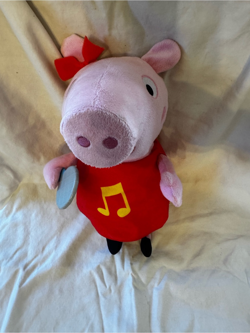 Hasbro Pink Pig Plush with Red Dress and Yellow Note Accent